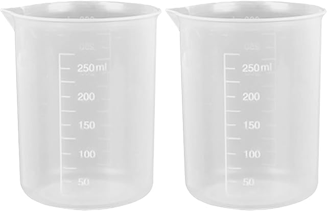 2 Pcs Transparent Measuring Jugs PP Plastic Graduated Beaker Measuring Cup for Baking Lab Kitchen