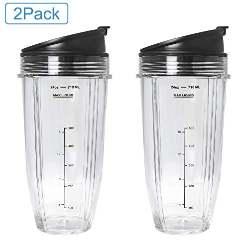 Ninja 24oz Replacement Cups with Sip & Seal Lid Compatible with BL450 BL454