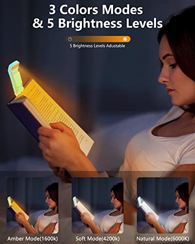 Agearsuk Book Light With Timer, Usb Rechargeable Reading Light With Memory Function, 1.4 Oz Ultralight Clip-On Bookmark Light, 3 Colors & 5 Brightness, 500 Mah Up To 80+Hrs, Perfect For Bookworms #TOP1