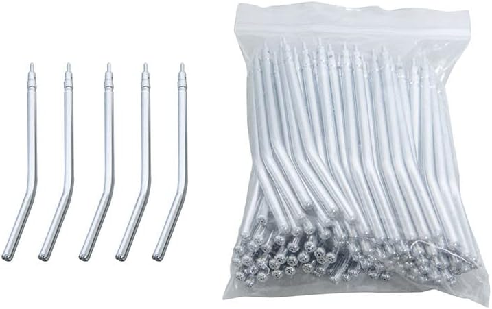 NSKI 50Pcs 3 Way Syringe Tips, Stainless Steel, 3 Way Ball Valve, Dental Syringe Tips, Silver