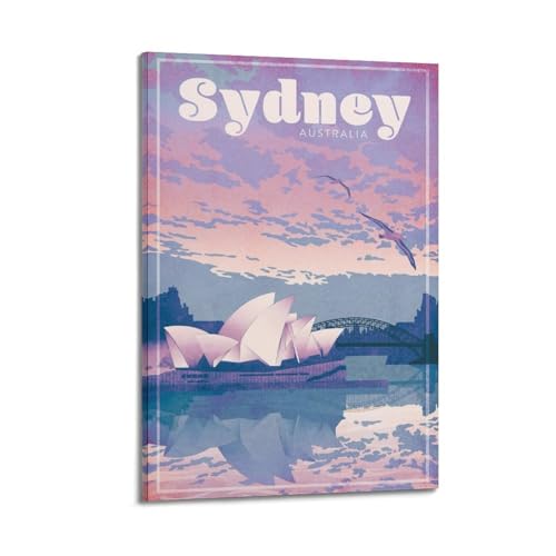 Toile opéra de Sydney pour décoration de chambre ambiance coucher de soleil chaleureux