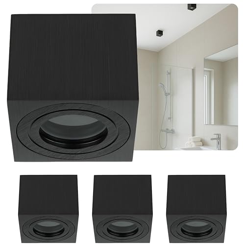 Sweet Led 4x Deckenstrahler IP44 flach bad aus aluminium aufbaurahmen...