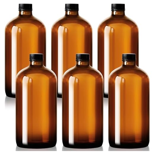 6 Pack Amber Glass Bottles with Airtight Lids