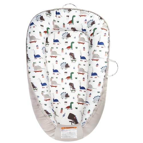 Image of Baby Lounger - Baby Lounger for Newborn 0-24 Months, Breathable Pure Cotton Baby Nest Lounger Cover, Baby Registry Newborn Essentials Gifts, Portable Floor Tummy Time Lounger for Home & Travel