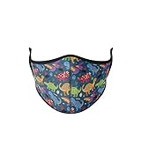 Mascarillas Chulas MASCARILLA HIGIÉNICA DE NIÑO DINOSAURIOS, DE TELA REUTILIZABLE, verde estampado, unisex, talla niños