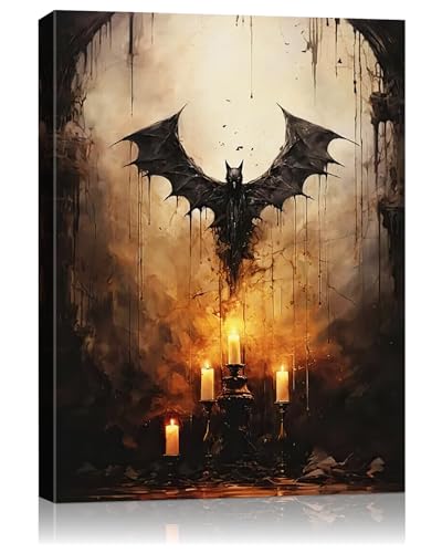 AbcCustomize Halloween Canvas Wall Art - Vintage Moody Bat Poster,