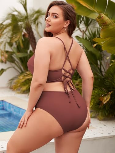 ZAFUL Womens Plus Size Bikini Twist High Waisted Bikini Sets Push Up Bikini Swimsuits Tummy Control 2 Piece Bathing Suit3