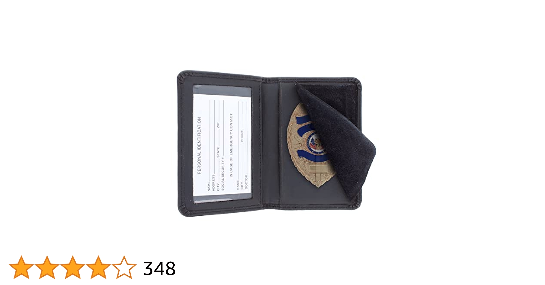 ASR Federal Black Bifold Leather ID Card and Badge Holder