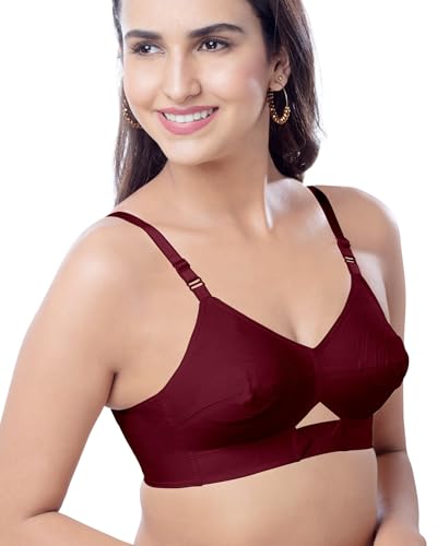 Image of Brida Sajini Women's Cotton Round Stitch Bra | Full Coverage | Single Layered | Non-Padded | Wireless | Saree Bra for Heavy Bust | Daily Use | Combo