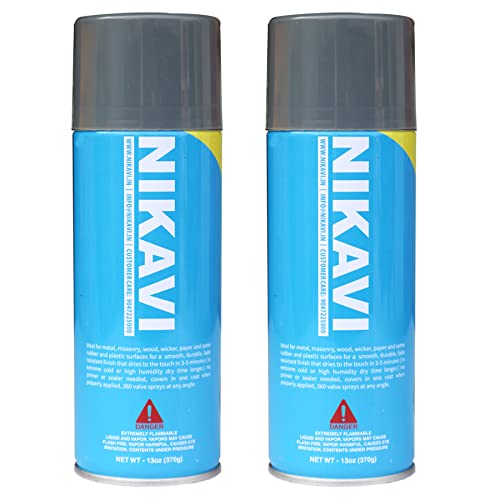 NIKAVI Automotive Rust Paint Spray Can for Motorcycle (400ML) (Pack of 2, Grey) (SP8 + SP8)