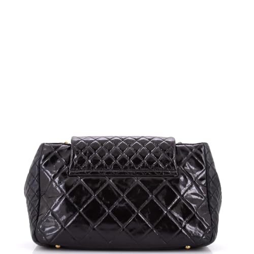 Pre-Loved Accordion Reissue Flap Bag Quilted Glazed Calfskin Maxi, Black3