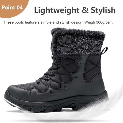Image of Mens Winter Snow Boots Water Resistant Non Slip Faux Fur Lined