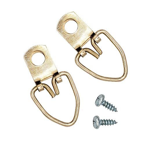 Image of 1 Hole Zinc-Plated Heavy Duty D Ring Picture Hanger - Pack of 10 with Screws for Picture Frames & Mirrors