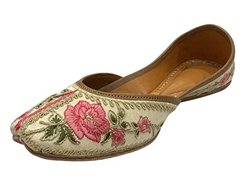 White Multi Print Thread Work Jutti for Women's Soft Flat Ethnic Handmade Traditional Jooti Wedding Indian Shoes2