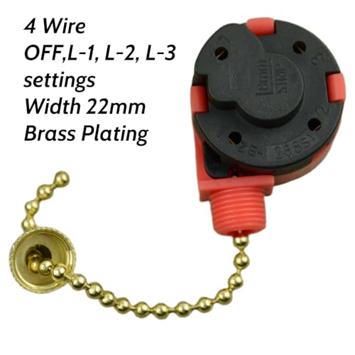 Image of Zing Ear ZE-268S1 Pull Chain Switch 3 Speed 4 Wire 125V 6A 250V 3A Repair Kits Replacement Rotary Control Fit for Ceiling Fans Antique Wall Lights Cabinet Lamps 2PCS