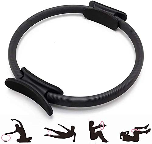 YSMOTO Círculo de pilates – Anillo de tonificación de pilates de doble agarre suave para fitness, ejercicio, esculpir fuerza y flexibilidad para tonificar todo el cuerpo, yoga y entrenamiento , negro