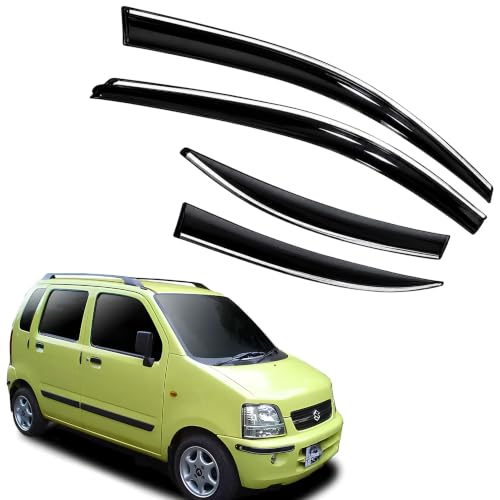 Image of CAR SAAZ Chrome Line Door Visor for WagonR (1999-2010) (Set of 4Pcs) | Wind Deflector, Rain Guard