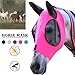 Prevent-Mosquito Horse Mask Breathable Stretch Knit Mesh Prevent-Fly Insect with Ears Equestrian Equipment for Horse(Blue)
