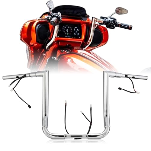 Prewired 1 1/2 Inch 14" Rise Street Glide Handlebar 1.5" Fat Right-angle Ape Hanger for Harley 2023-up CVO Street Glide FLHXSE & 2024 2025 2026 FLHX Pre-wired CAN-Bus & TBW Wire, Chrome
