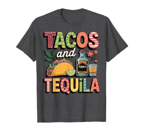 Tacos and Tequila T-Shirt, Men, Dark Heather Grey, Large