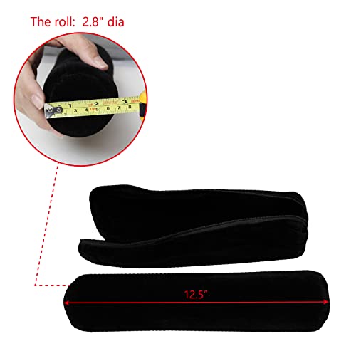 Mooca Black Velvet Bracelet Bangle Watch Roll, Travel Pouch Jewelry Travel Organizer, Portable Zipper Pouch With A Removable Roll Insert For Standard Size Bracelets & Bangles, 12.5"W X 2.8" Diameter. #TOP1