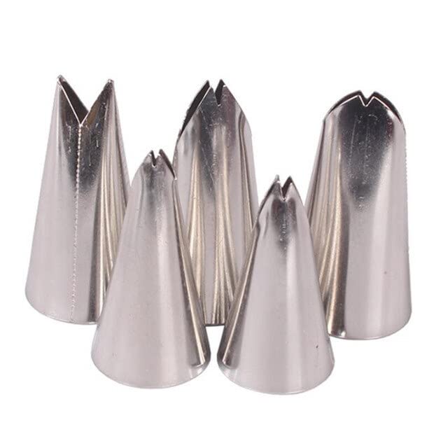Set di 5 ugelli per glassa, per decorare torte e torte, in acciaio inox, per pasticceria, fondente, strumenti di cottura fai da te (foglia