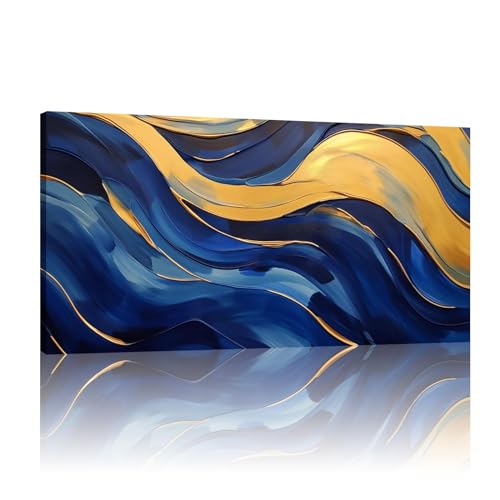 Tableaux sur toile modernes bleu et or pour décorer un café