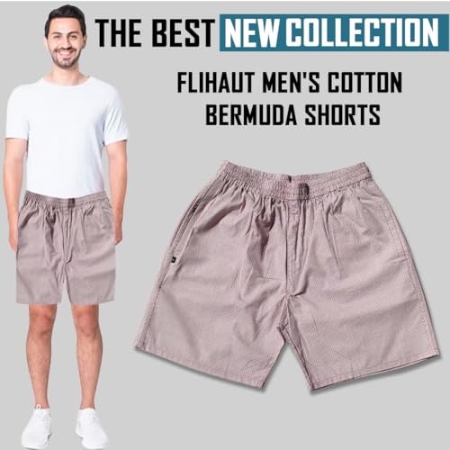 Image of Men's Cotton Shorts Waistband, Zip Fly, 1 Zip Pocket, Back Pockets (Pack of 2)