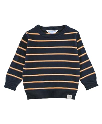 RUGGEDBUTTS Navy & Caramel Stripe Knit Crew Neck Sweater - 4T