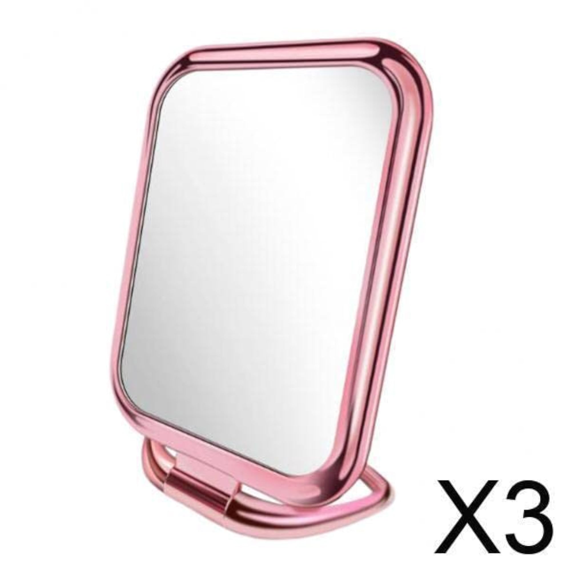 Portable Travel Fold Tabletop Mirror Makeup Stand, Pink Square