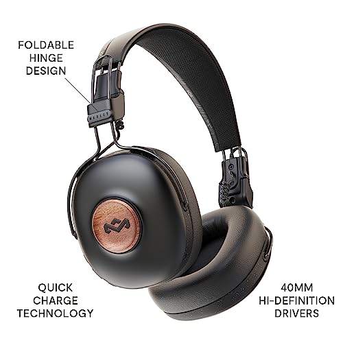 House of Marley Positieve vibratiefrequentie over-ear draadloze hoofdtelefoon - Bluetooth-hoofdtelefoon, 34 uur speeltijd, passieve geluidsisolatie, ingebouwde bediening en microfoon, duurzame - Afbeelding 4