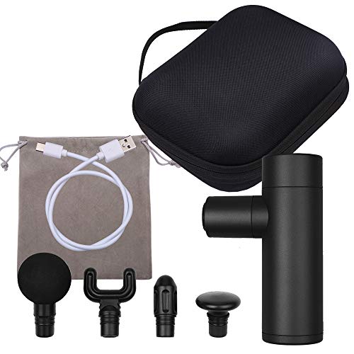 Deep Tissue Theragun, Kecheer 4 Adjustable Speed Electric Fascia Gun Mini Muscle Massage Gun Percussion Body Handheld Massager Muscle Massage Machine with 4 Heads - Powerful Max 3200RPM, Black
