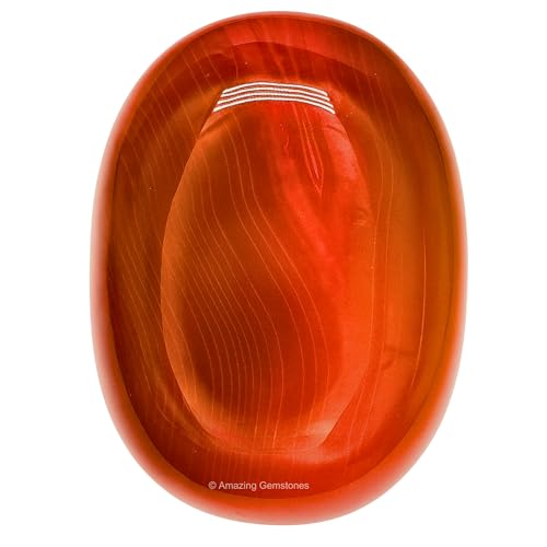 Image of Amazing Gemstone Red Onyx Crystals and Healing Stones - Large Palm Stone Crystals Piedra - Crystal for Good Luck, Balanced Positive Energy, Meditation - Unique Stocking Stuffers, Gifts for Women, Men