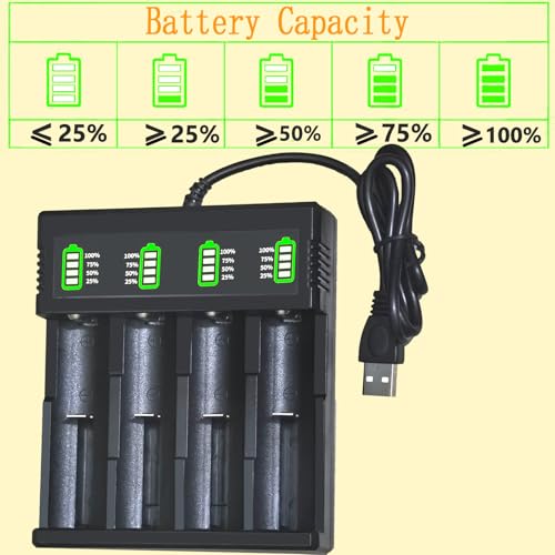 6pcs 18650 Rechargeable Battery W?i?th 18650 Battery Charger,Universal Smart 18650 Charger for 3.7V Lithium ion Batteries 18650 Rechargeable Battery Ltrrysoa