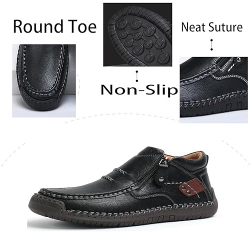 Mens Casual Leather Shoes Comfortable Soft Lightweight Breathable Handmade Slip On Lace-Up Walking Driving Shoes2