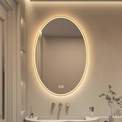 Miroir de salle de bain ovale anti-buée à éclairage variable - 3