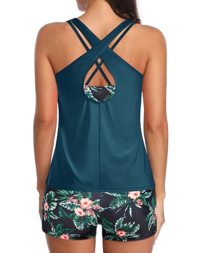 Image of Holipick 3 Piece Tankini Swimsuits for Women Tummy Control Bathing Suits Swim Tank Top with Bra Boy Shorts Teen Swimwear 2026