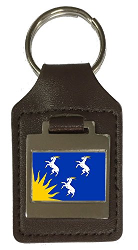 Porte-clés en cuir gravé drapeau du comté de Merioneth noir