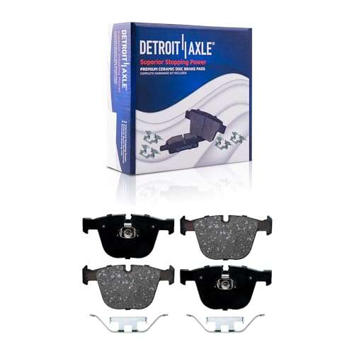 Image of Detroit Axle - Rear Brake Pads for BMW 1 Series M 545i 645Ci 650i 740i 745i 745Li 760i 760Li M3 M5 X5 X6 ActivehySbrid 7, 535i 550i GT 740Ld 740Li 750i 750Li Alpina B7 B7L xDrive, Ceramic Brake Pads