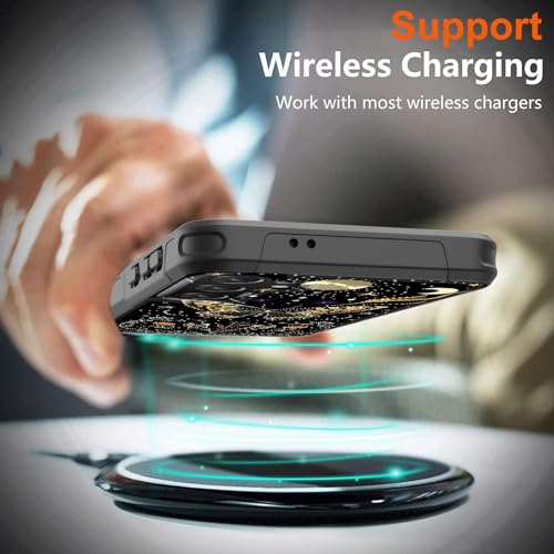 GFEWYTJYJ for Galaxy S24 Case,[10 FT Military Grade Drop Protection] Non-Slip Heavy Duty Shockproof Phone Case for Samsung Galaxy S24 6.2 Inch 2024,Butterfly Moon Flower - image 3