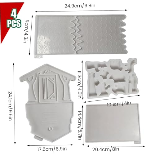 Moules crèche de Noël silicone et maison en résine époxy moulage table - 6
