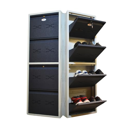 Image of I Metal Shoe Rack I Double Lock I Slim and Wall Mounted I 4 Shelves (Grey Colour) I Coad LC 2S-04 GR I Height 58 Inches, Width 20 Inches, Depth 5.5 Inches I 3 Years Warranty.