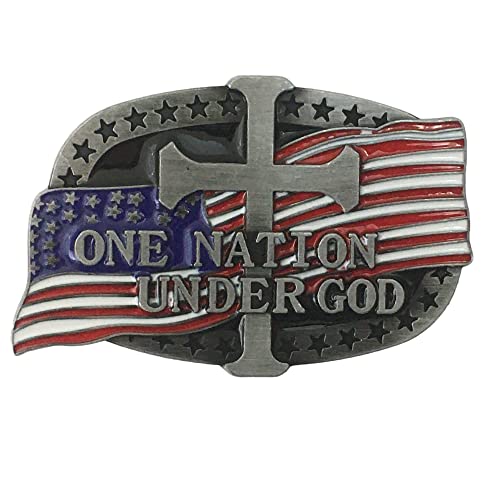 American Flag Belt Buckle USA Military One Nation Under God Belt Buckle - Main Image