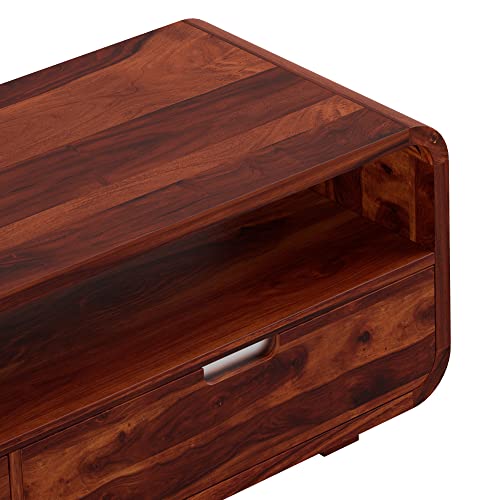 Image of Amazon Brand - Solimo Argute Solid Sheesham Wood TV Unit (Honey Finish)