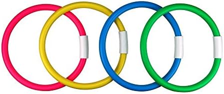 Water Gear Swimming Dive Rings - Bright Color Pool Diving Rings for Kids Games in Swimming Pool - 4 Piece with 6 Inch Diameter Swim Toss Ring Set