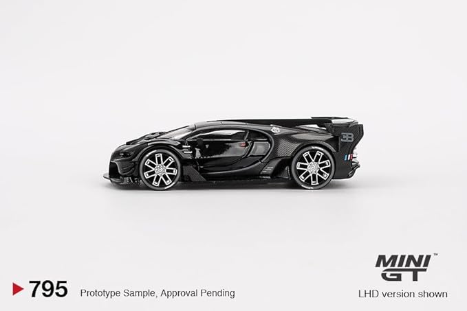 Diecast Model Car Compatible with Mini GT 1:64 Bugatti Vision Gran Turismo Black Limited Edition MGT00795