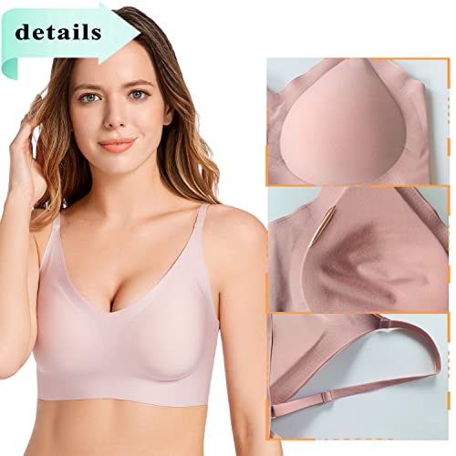 PRETTYWELL Comfortable Bras, Seamless Wire Free Everyday Bras for A to D Cups, V Neck Soft and Light Basic Bras for Women2