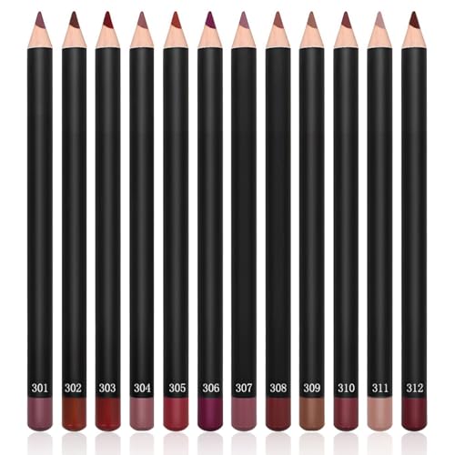Ipetboom Lápices De Delineador Labial De 12Pc Juego De Lápiz De Delineador De Labios De 12 Colores Lápiz Labial Liso Impermeable Natural Y Duradero Para Maquillaje Diario