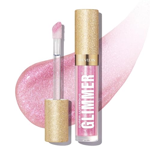 Revlon Super Lustrous Glimmer Gloss, feuchtigkeitsspendend und aufpolsternd, ultra-glänzendes Finish, Formel auf pflanzlicher Basis, 002 Pink Prisma, 3.8 ml