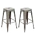 TOP SELLER! Adeco Gunmetal Silver 30 inch Metal Tolix Style Industrial Chic Chair Bar Counter High Stool Barstool, Set of Two